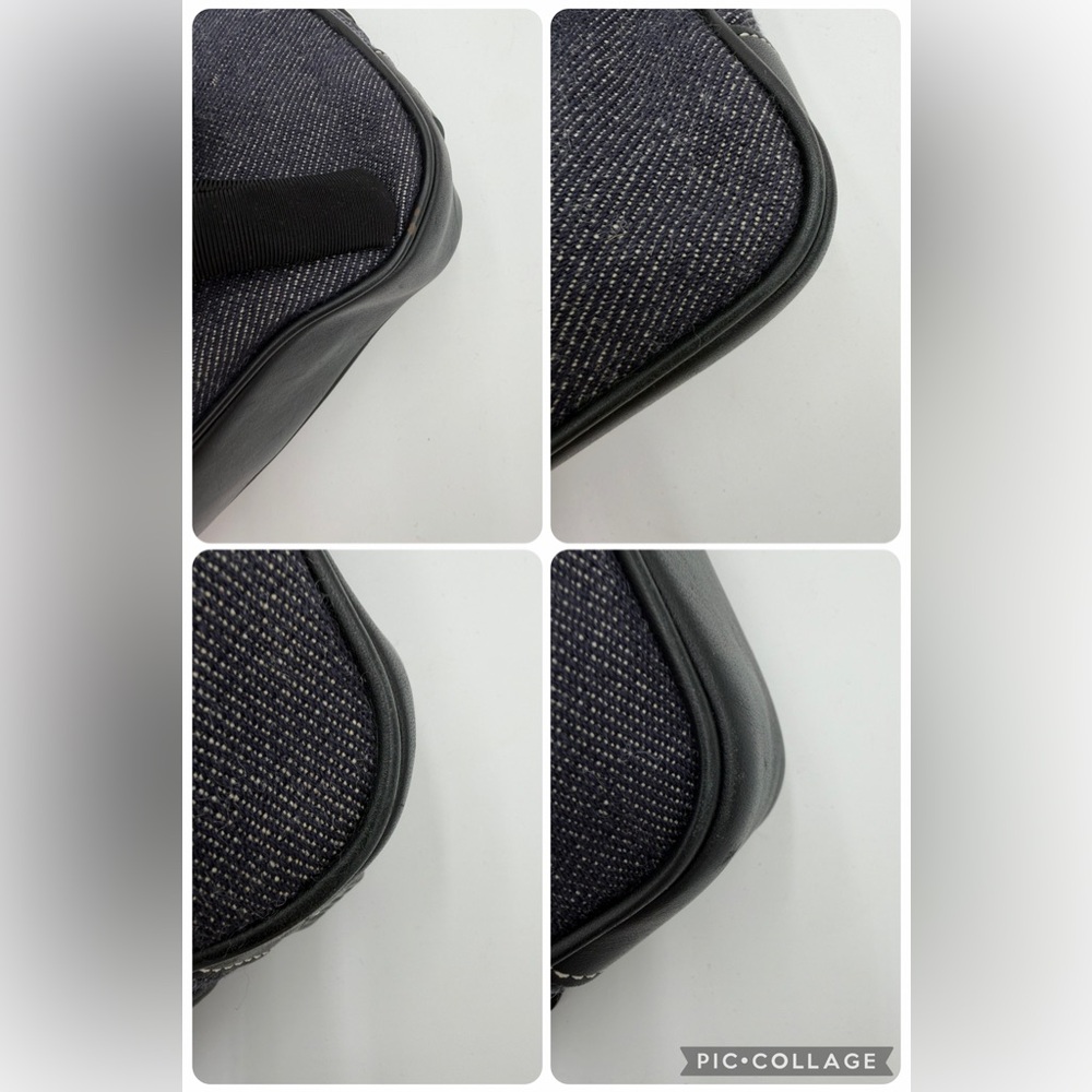 Vintage Coach E0J-7763 Black Denim Wool Flap Shoulder Bag Y2K Baguette Buckle - Picture 12 of 15